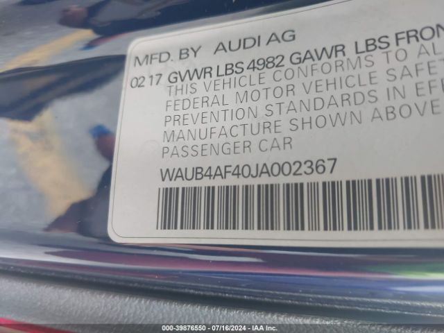 WAUB4AF40JA002367 Audi S4 3.0t Premium Plus
