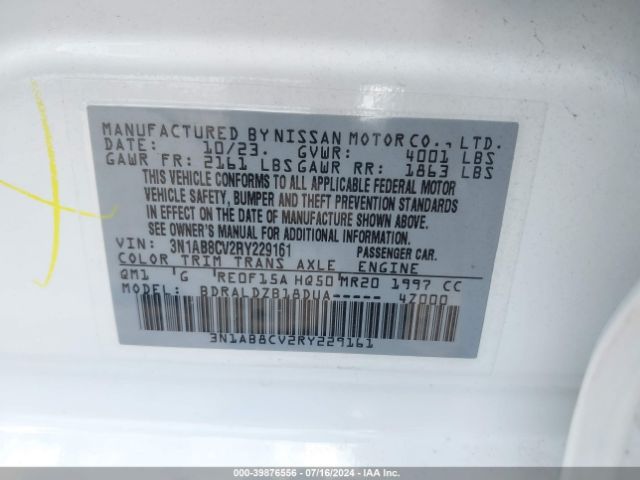 3N1AB8CV2RY229161 Nissan Sentra Sv Xtronic Cvt