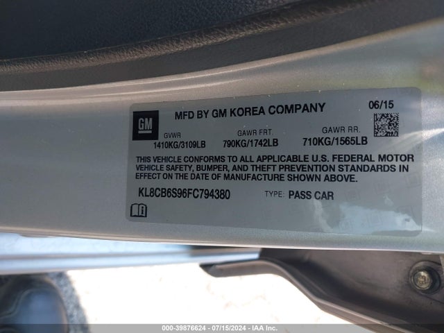Chevrolet Spark Ls Cvt 2015 KL8CB6S96FC794380 Image 9