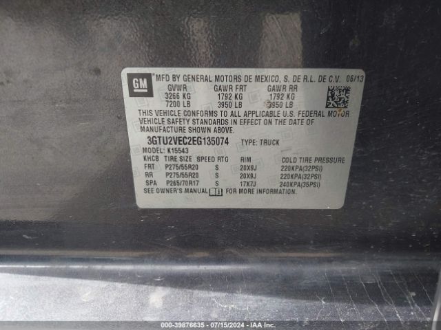 3GTU2VEC2EG135074 GMC Sierra 1500 Slt