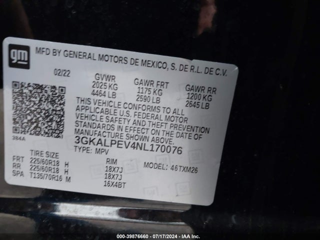 3GKALPEV4NL170076 GMC Terrain Fwd Slt