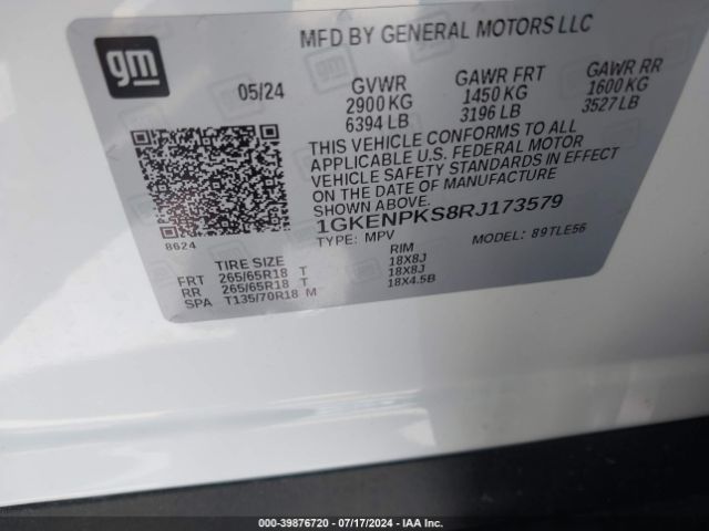 1GKENPKS8RJ173579 GMC Acadia Awd At4