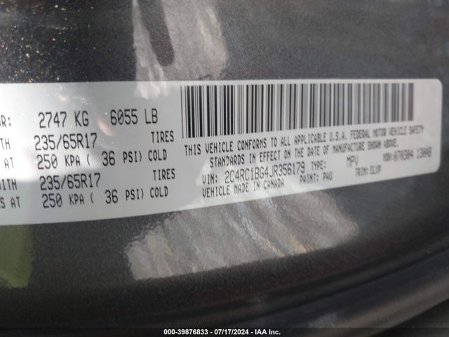 Chrysler Pacifica Touring L 2018 2C4RC1BG4JR356179 Image 9