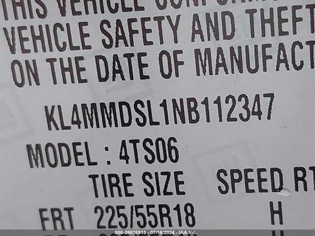 KL4MMDSL1NB112347 Buick Encore Gx Fwd Select
