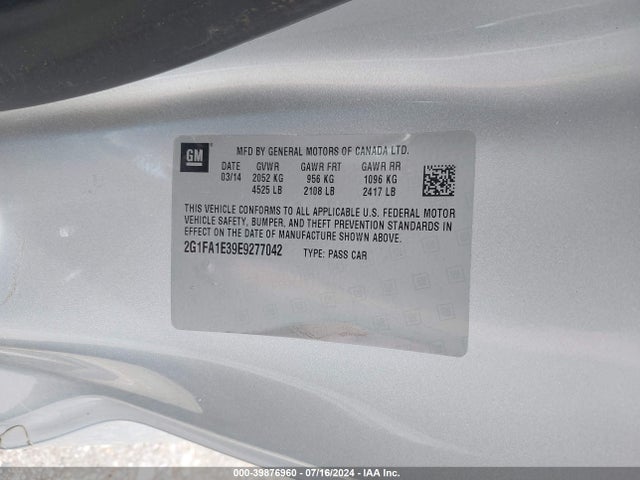 Chevrolet Camaro 2ls 2014 2G1FA1E39E9277042 Image 9