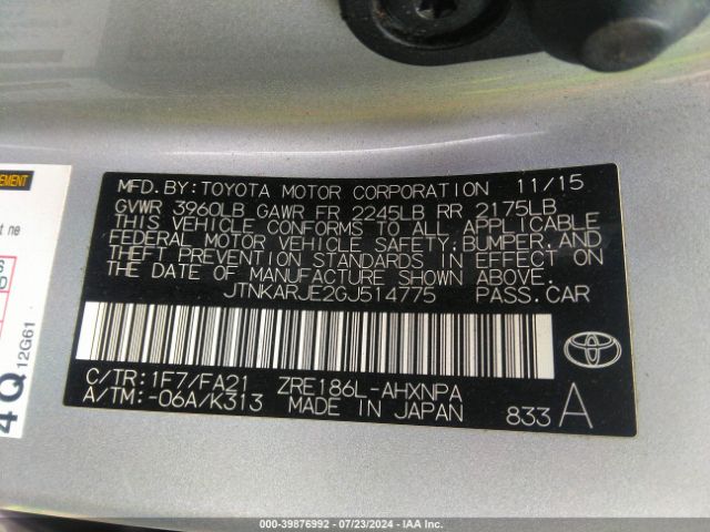 JTNKARJE2GJ514775 Scion IM