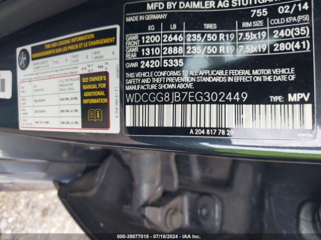 WDCGG8JB7EG302449 Mercedes-Benz Glk 350 4matic