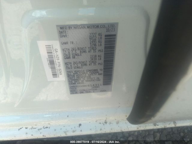 1N6ED1EK8RN614351 Nissan Frontier Sv 4x4
