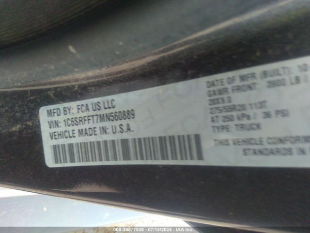 1C6SRFFT7MN560889 RAM 1500 Lone Star  4x4 5'7 Box