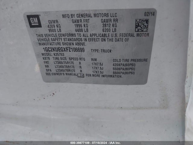 1GC2KUEGXFZ106699 Chevrolet Silverado 2500hd Wt