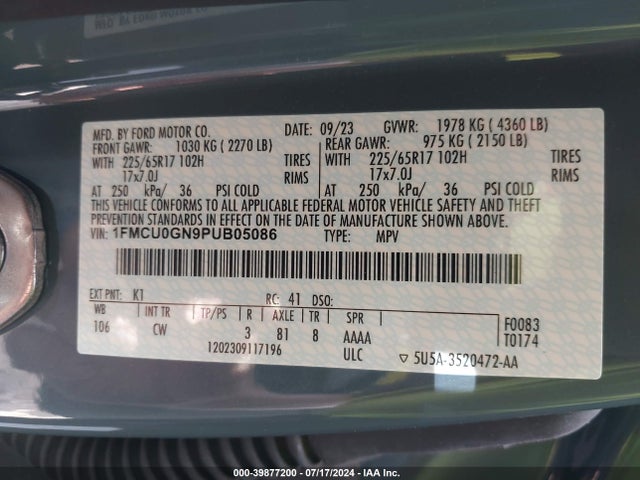 Ford Escape Active 2023 1FMCU0GN9PUB05086 Image 9