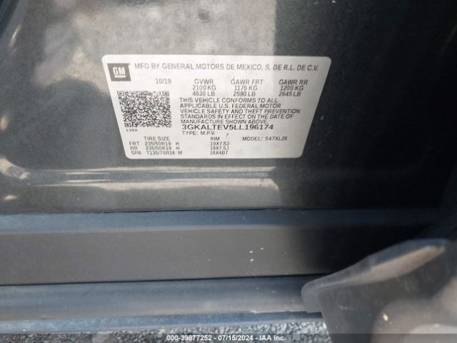 3GKALTEV5LL196174 GMC Terrain Awd Sle