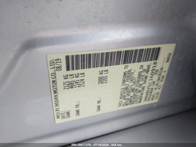 Nissan Maxima Sv Xtronic Cvt 2020 1N4AA6CV5LC360918 Image 9