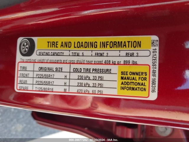 1G1ZE5ST4HF160316 Chevrolet MALIBU 1LT