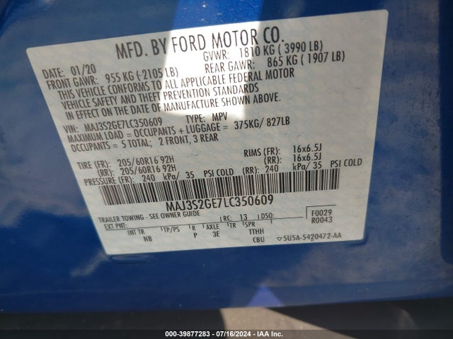 Ford Ecosport Se 2020 MAJ3S2GE7LC350609 Image 9