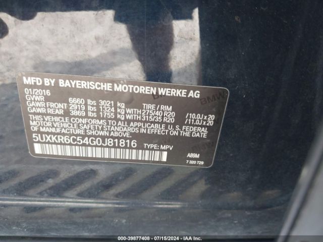 5UXKR6C54G0J81816 BMW X5 Xdrive50i