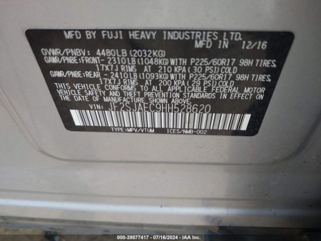 JF2SJAEC9HH528620 Subaru Forester 2.5i Premium
