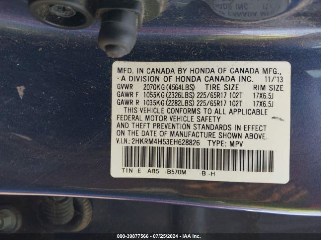 2HKRM4H53EH628826 Honda CR-V EX