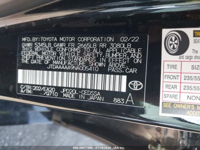 2022 TOYOTA MIRAI JTDAAAAA9NA005410 Photo 8