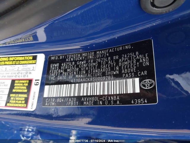 Toyota CAMRY LE 2025 4T1DAACK8SU009263 Image 9