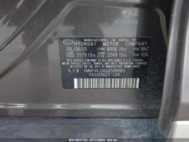 KMHFH4JG6GA508060 Hyundai Azera Limited