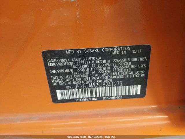 JF2GTAMC5J8241279 Subaru Crosstrek 2.0i Limited