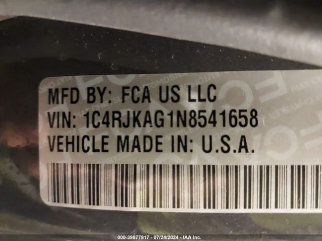 1C4RJKAG1N8541658 Jeep Grand Cherokee L Altitude 4x4