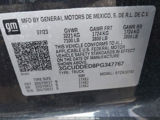 3GCUDDED8PG347767 Chevrolet Silverado 1500 4wd  Standard Bed Lt