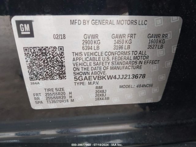 5GAEVBKW4JJ213678 Buick Enclave Premium