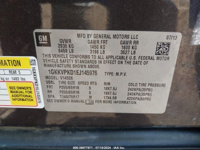 1GKKVPKD1EJ145976 GMC Acadia Sle-2