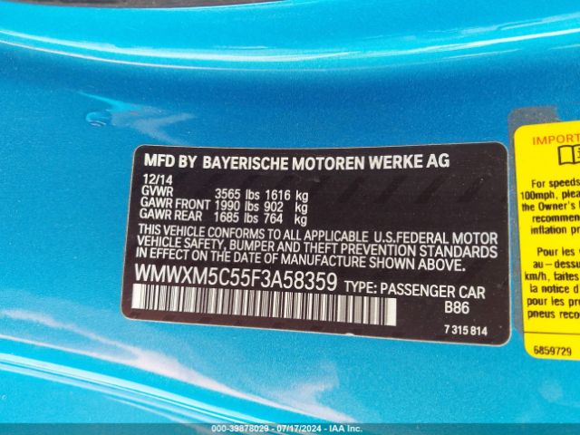 WMWXM5C55F3A58359 Mini Hardtop Cooper