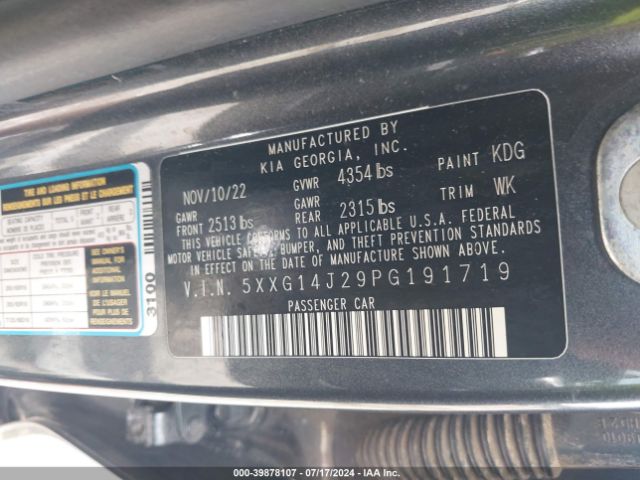 5XXG14J29PG191719 KIA K5 LXS