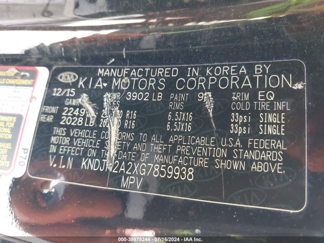 KIA Soul 2016 KNDJN2A2XG7859938 Image 9