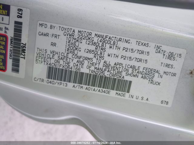 5TFTX4CN1FX064166 Toyota Tacoma