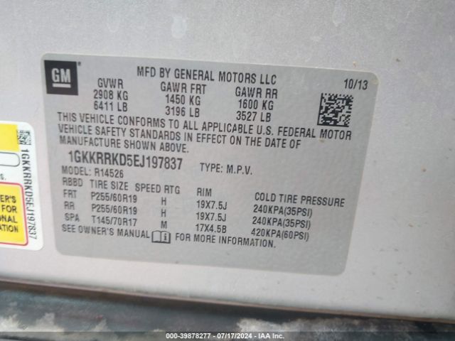 1GKKRRKD5EJ197837 GMC Acadia Slt-1