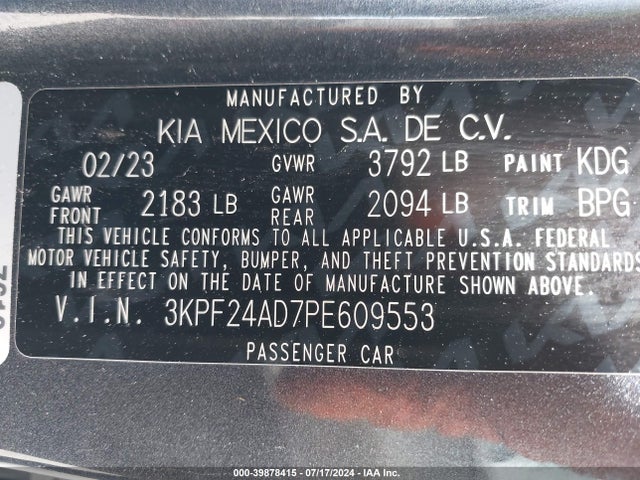 KIA Forte Lxs 2023 3KPF24AD7PE609553 Image 9
