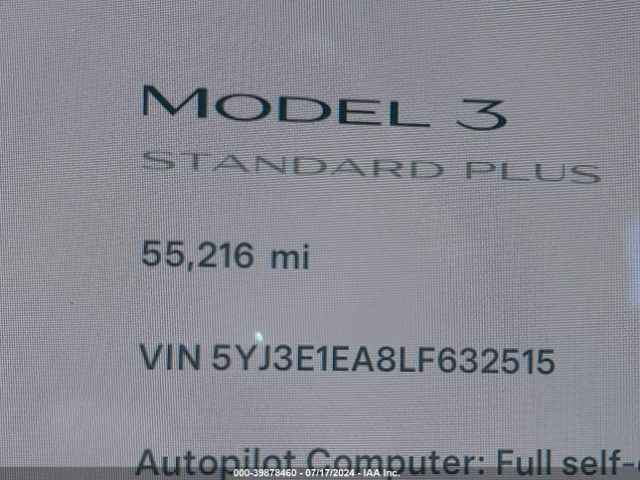 5YJ3E1EA8LF632515 Tesla Model 3 Standard Range Plus Rear-wheel Drive/standard Range Rear-wheel Drive