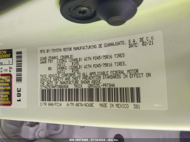 Toyota Tacoma Sr5 V6 2021 3TYAZ5CN4MT006860 Image 9