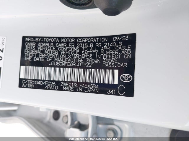 Toyota Corolla Hybrid Se 2024 JTDBCMFE8RJ019221 Image 9