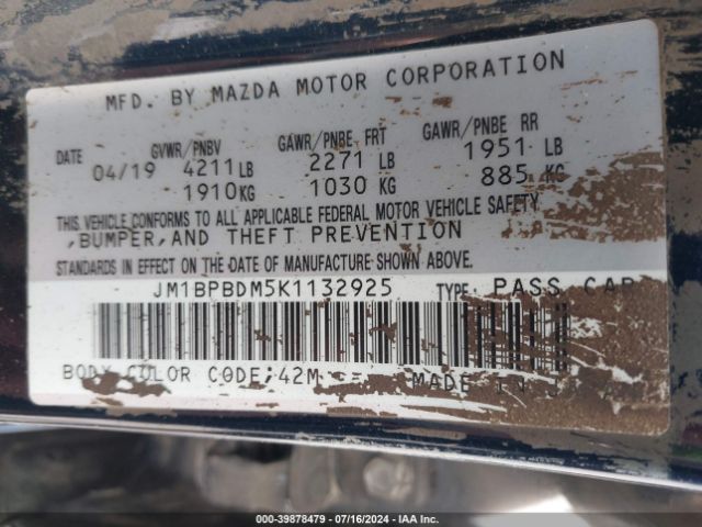 JM1BPBDM5K1132925 Mazda Mazda3 Preferred Package