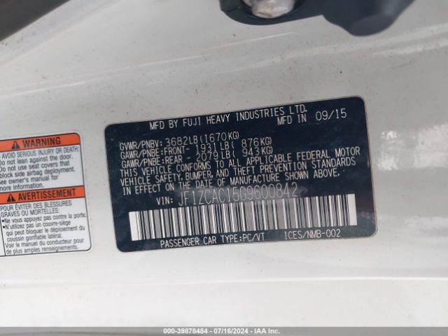 JF1ZCAC15G9600842 Subaru Brz Limited