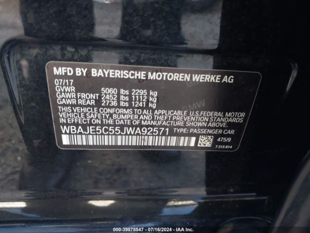 WBAJE5C55JWA92571 BMW 540I