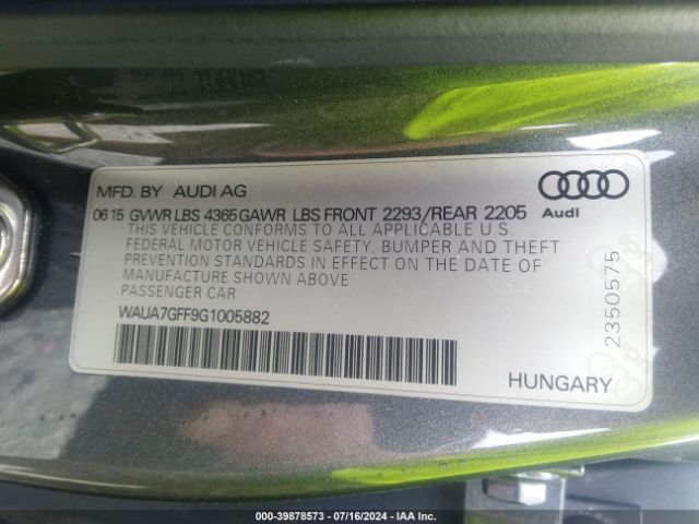 WAUA7GFF9G1005882 Audi A3 1.8t Premium
