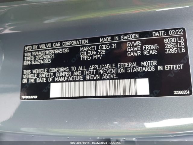 YV4A221K6N1845136 Volvo Xc90 T6 Momentum 6 Passenger