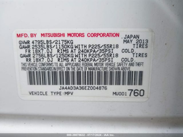 JA4AD3A36EZ004876 Mitsubishi Outlander Se