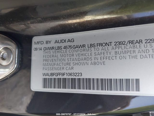 WAUBFGFF9F1063223 Audi A3 2.0t Premium