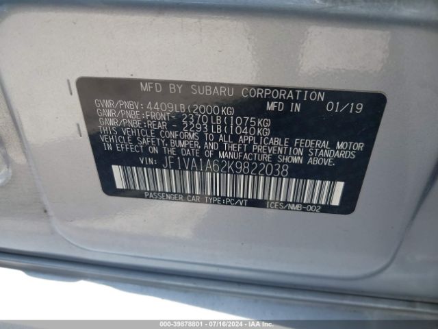 JF1VA1A62K9822038 Subaru WRX