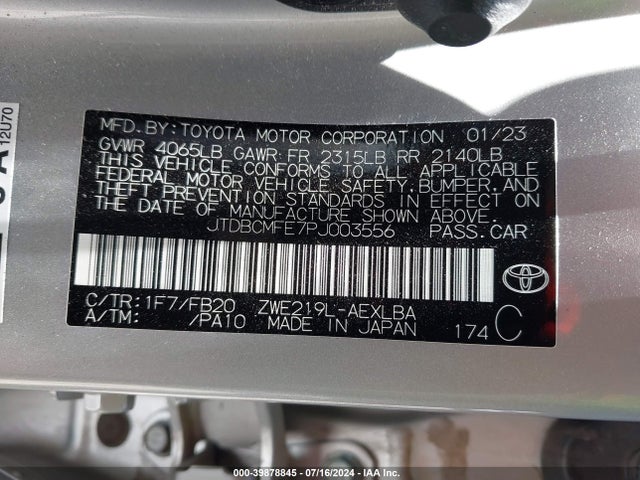 Toyota Corolla Hybrid Le 2023 JTDBCMFE7PJ003556 Image 9