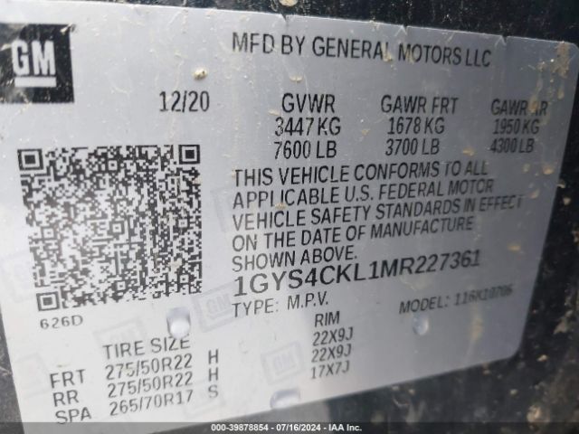 1GYS4CKL1MR227361 Cadillac Escalade 4wd Premium Luxury