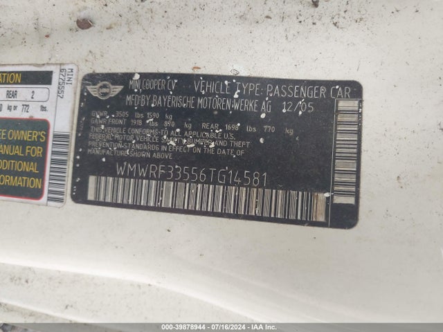 2006 MINI COOPER WMWRF33556TG14581 Photo 8